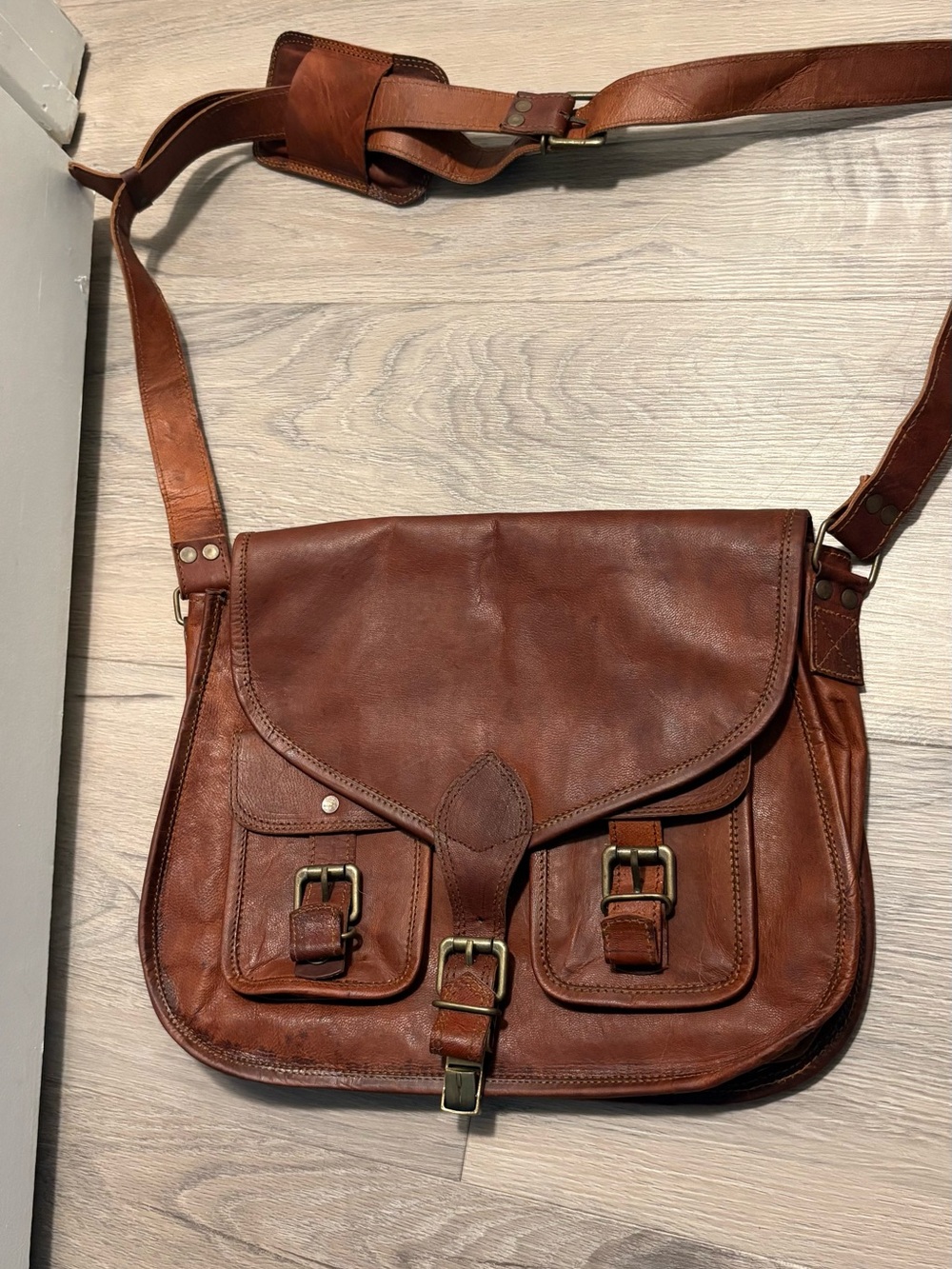 Brown Leather Messenger Bag - Classic Crossbody Satchel